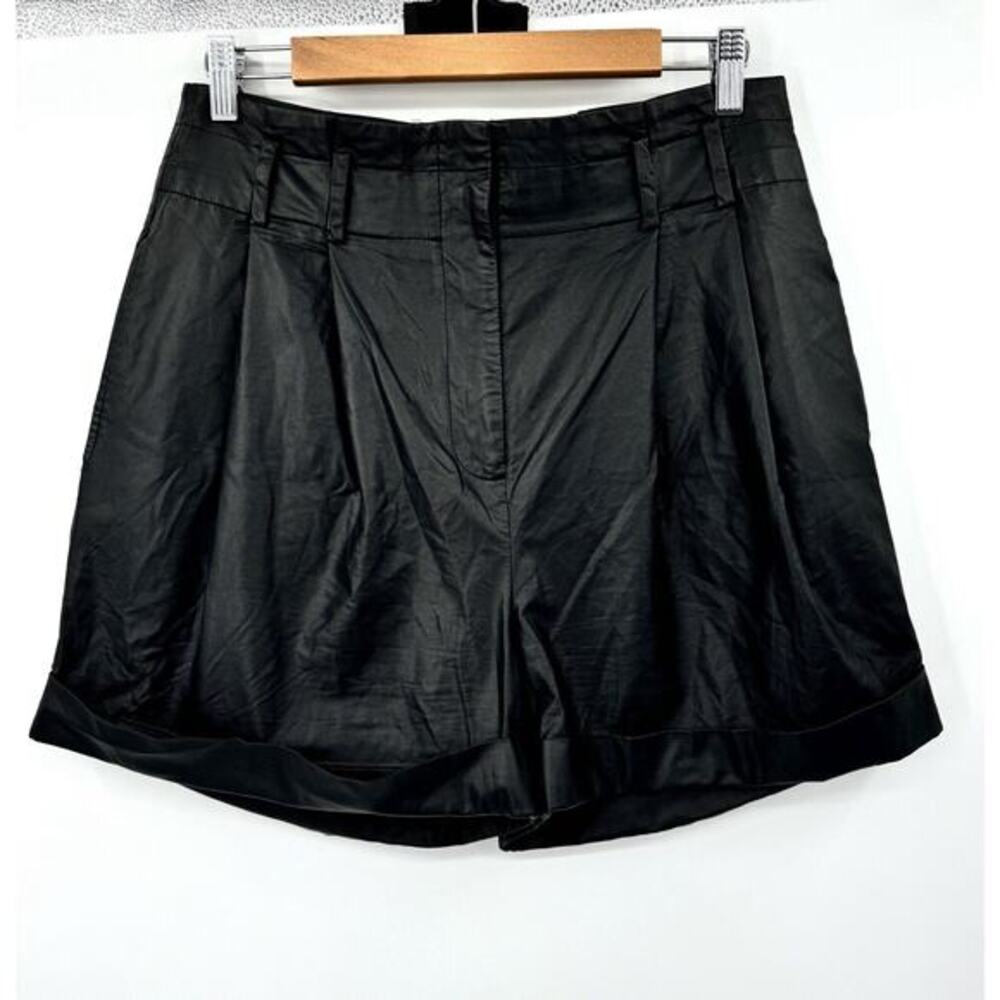 Elizabeth And James Black Faux Leather High Rise Pleated Shorts Size 10/30